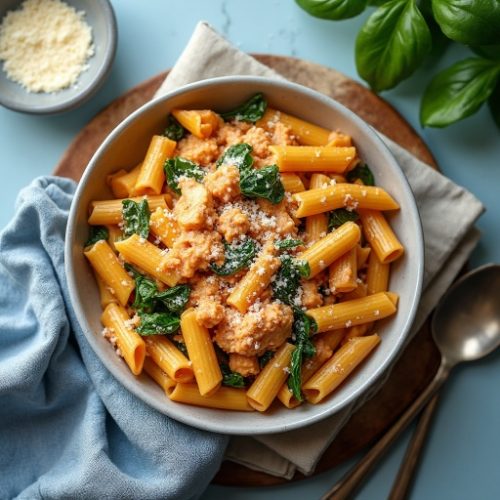 Creamy Chicken Pasta with Spinach and Cheese - mealkitreviews.co.uk